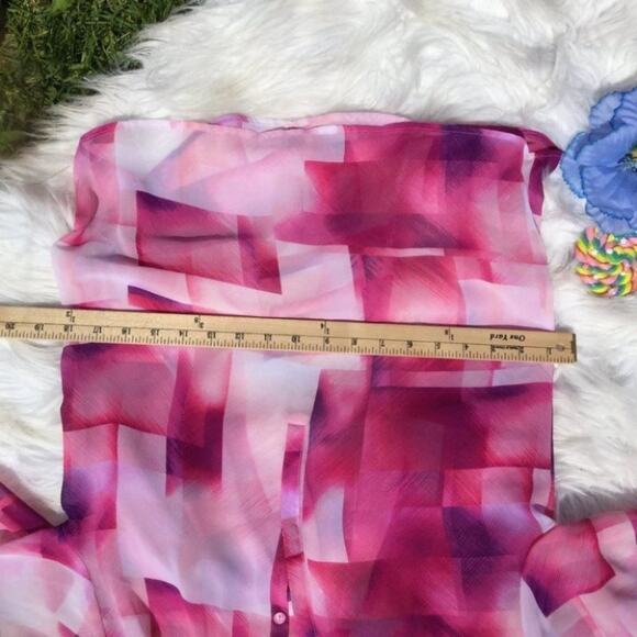 A.N.A Sheer Blouse Long Sleeve Size XS Pink Shirt - Picture 4 of 10